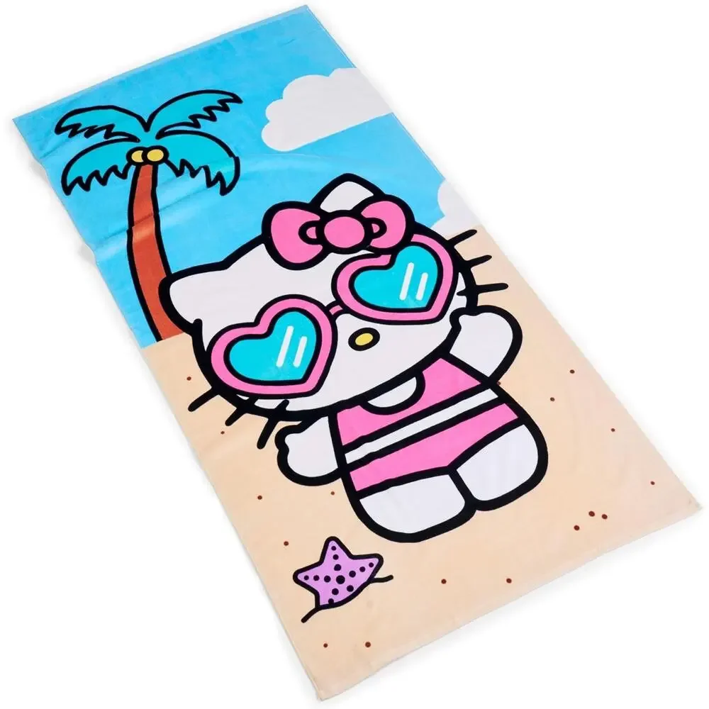 Hello Kitty Picnic Blanket Beach Towel Set Pink Foldable 2 Pc Summer NWT